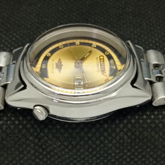 Vintage 1987 Citizen Automatic Mens Silver Watch W/daydate & Gold accents - Picture 5 of 8